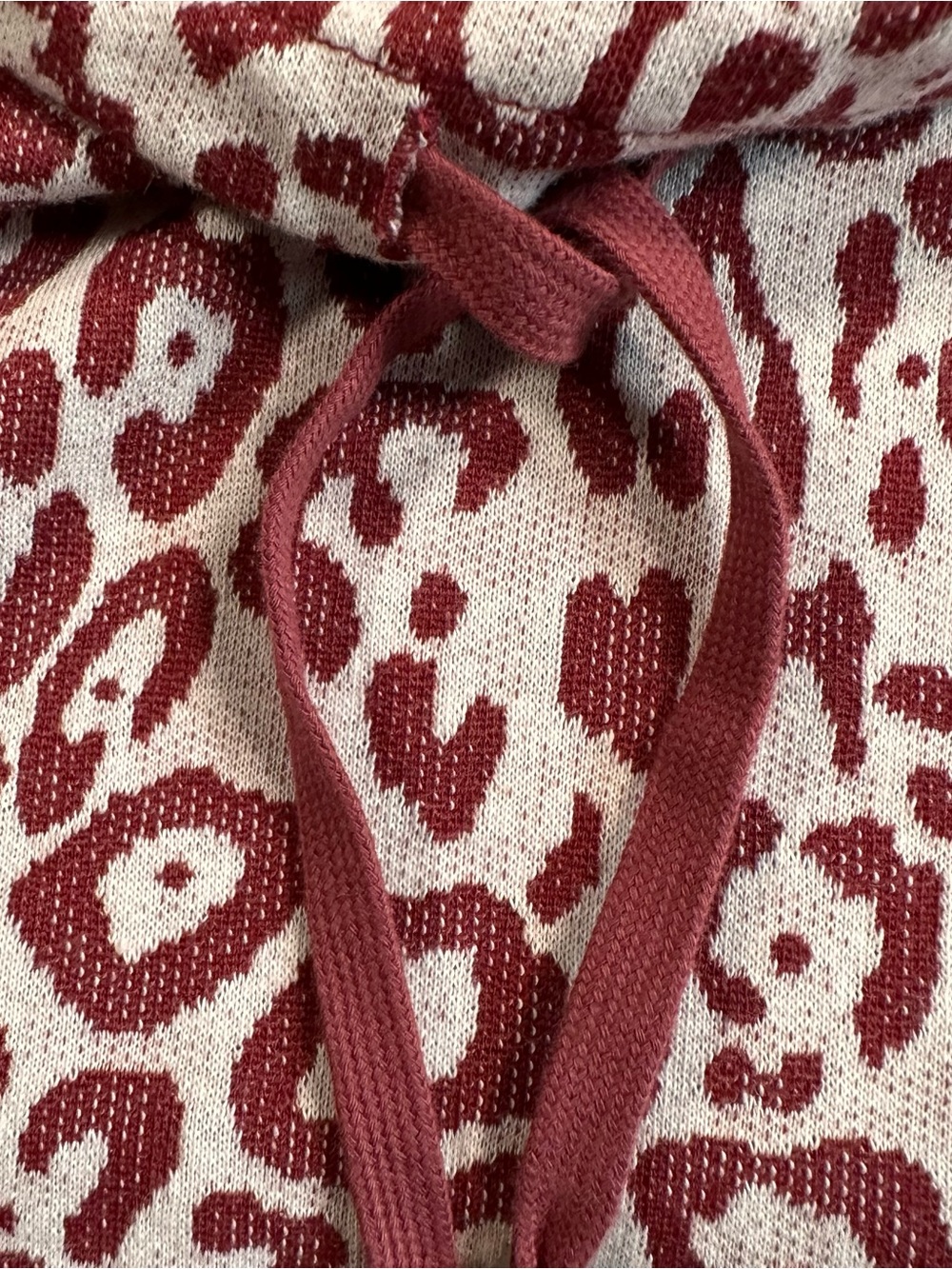 AnyBody Women's Burgundy and Cream Leopard Cowl Pullover - Picture 10 of 13